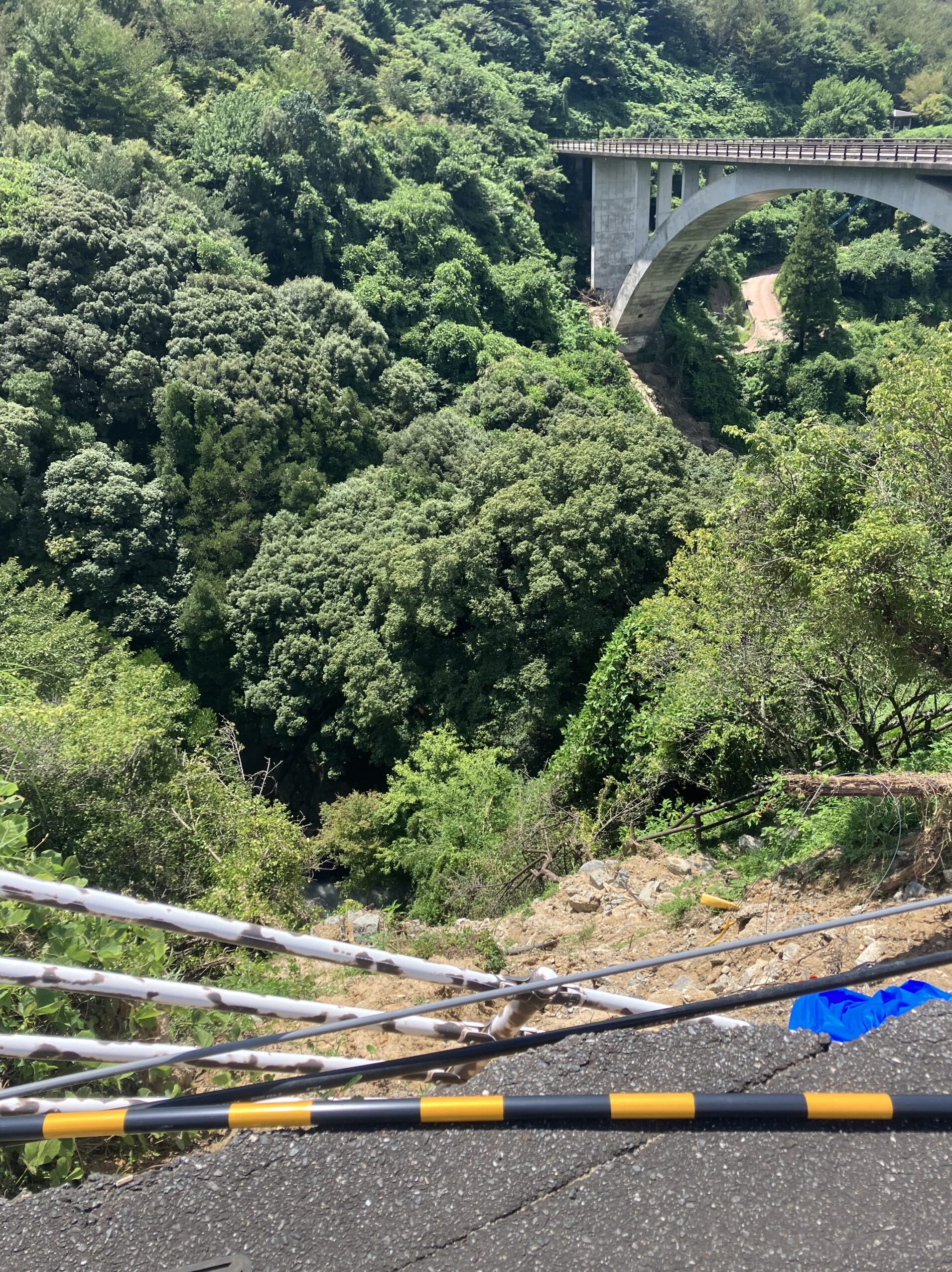 観音大橋そばの土砂崩れ箇所