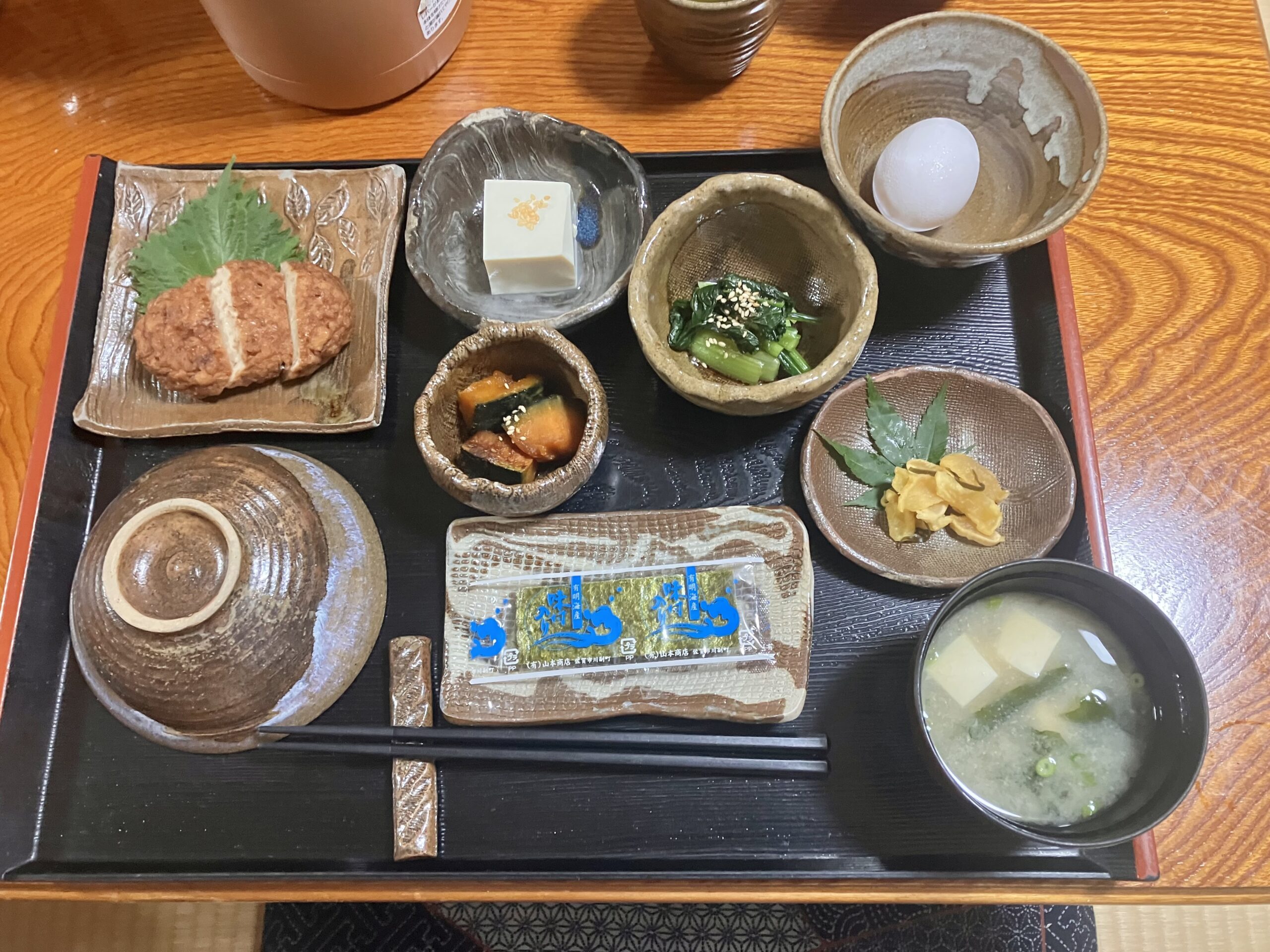 民宿西光荘で朝食