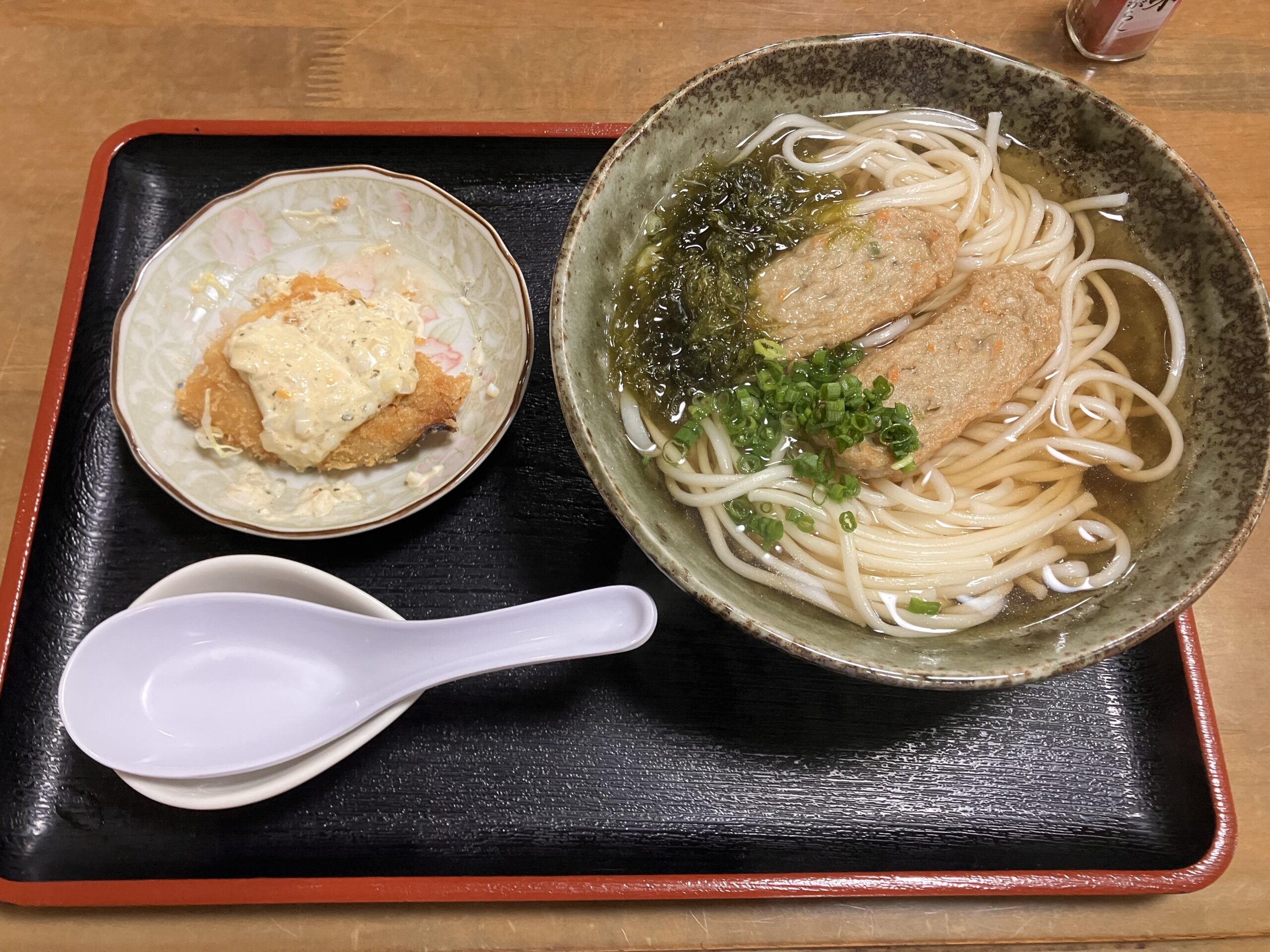 五島うどんと鯵フライ